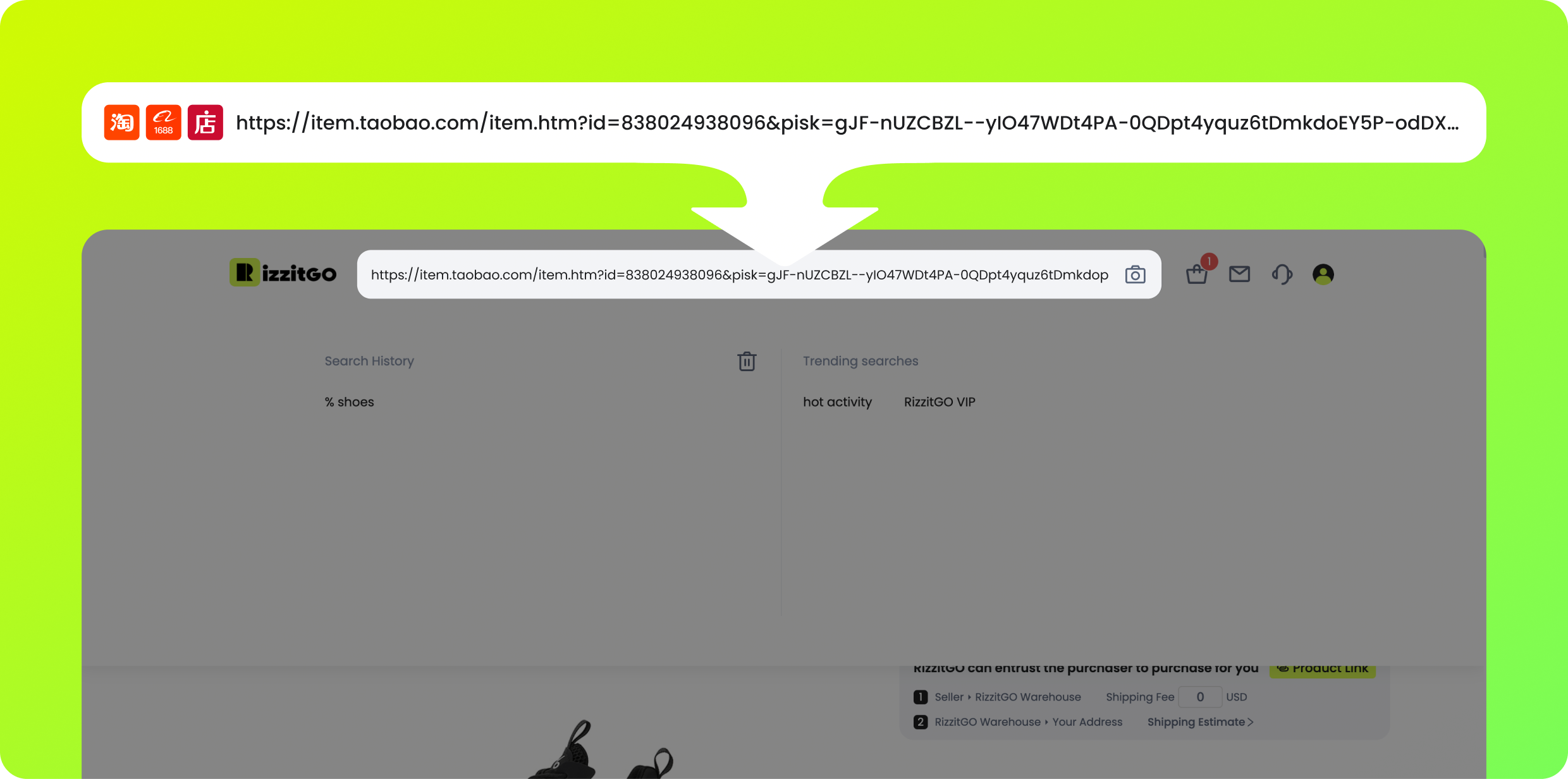 Search with a marketplace link